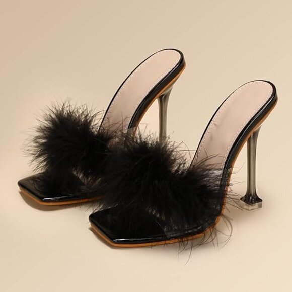 Feather Clear Sexy Slippers